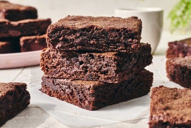 Quick and Easy Brownies stacked up high